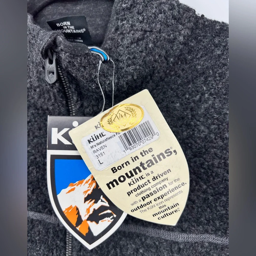 🆕 NWT KÜHL Naturafleece FZ Fleece Jacket Wool Blend Zip Closure Pockets Sz Large - Picture 13 of 14